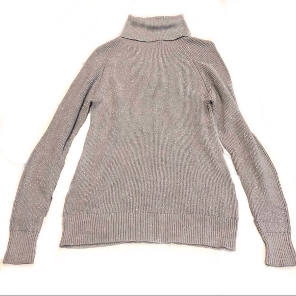 NWT H Halston Grey Turtleneck Sweater Silver Tunic - Picture 1 of 7